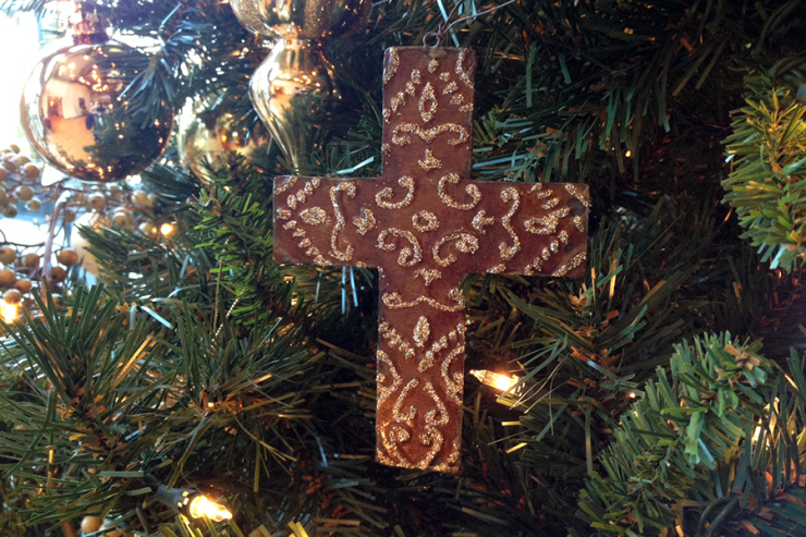 cross on Christmas tree
