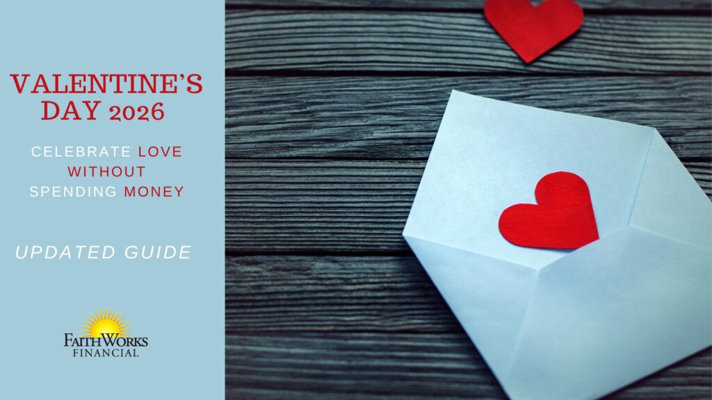 banner image of an envelope with hearts and title "Valentines Day 2026" and subtext of "Celebrate Love Without Spending Money"