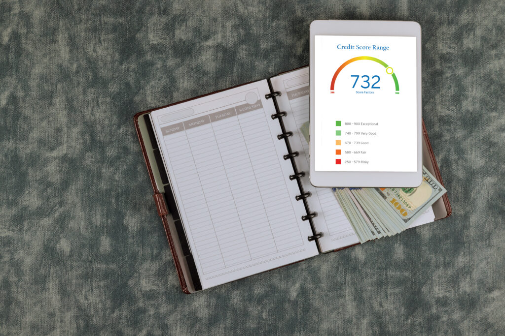 Checking your work account online documents on your tablet obtaining your credit score